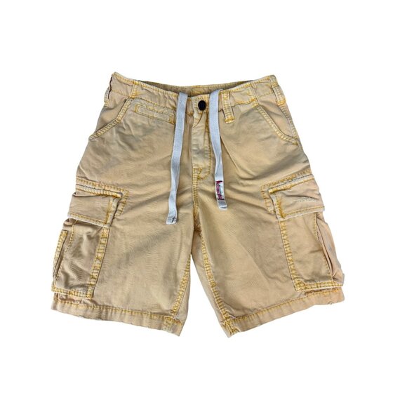 True Religion Mens Yellow Cargo Comfort Shorts Size 28 With Drawstring & Pockets - Picture 2 of 10
